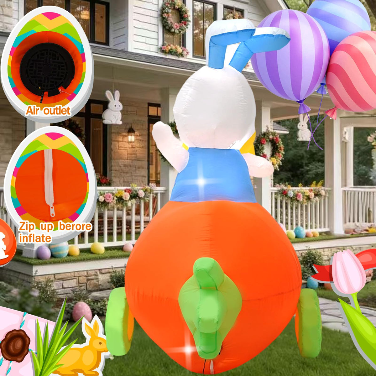 Generic indoor-outdoor decoration adds cheerful Easter atmosphere to any space.