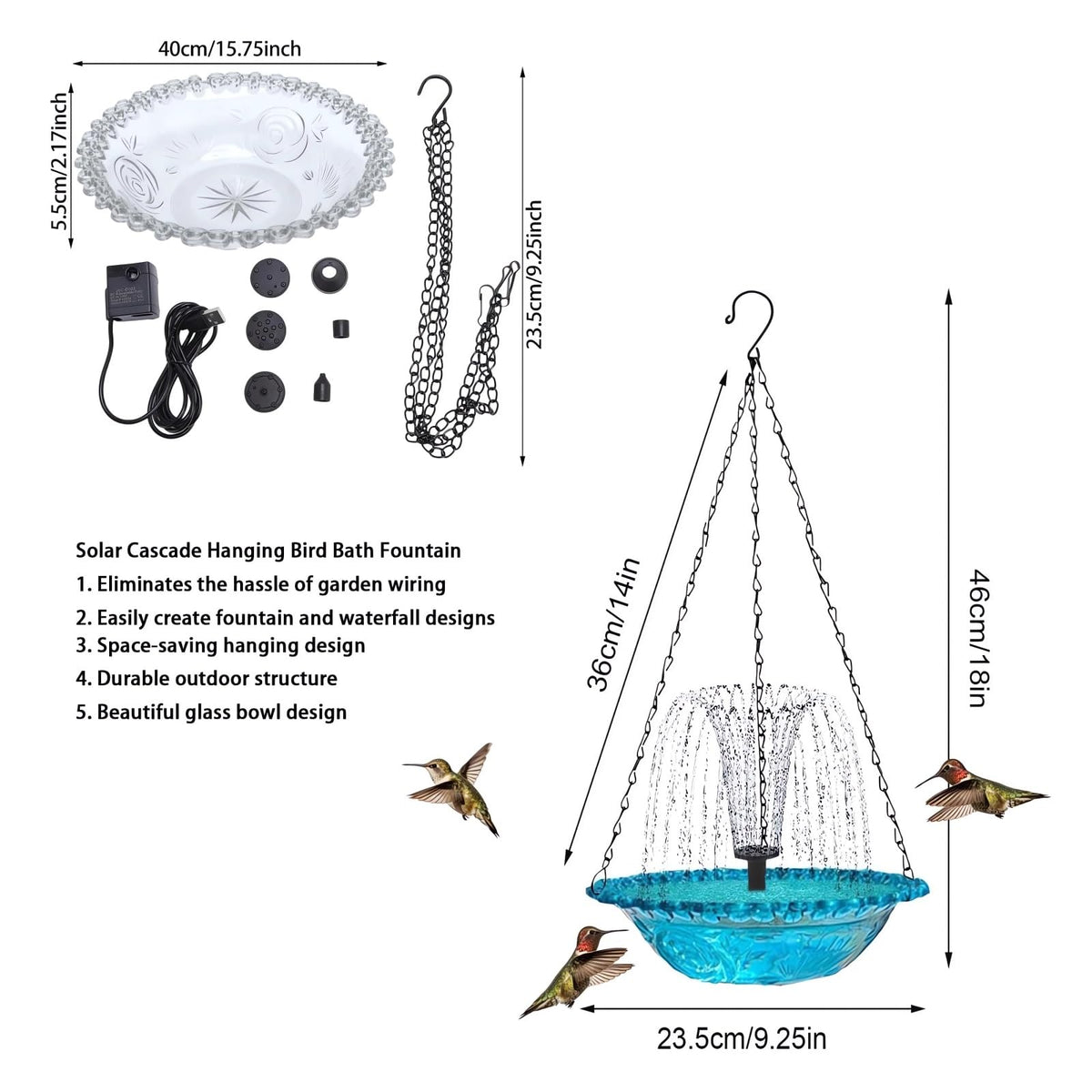 Generic 9.25-inch basin supports more water and longer bird visits