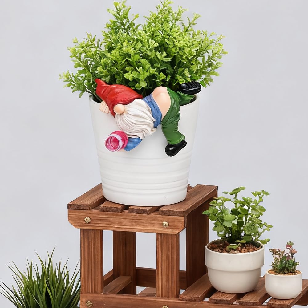 Generic adorable gnome holding a cup perfect for patios and balconies.