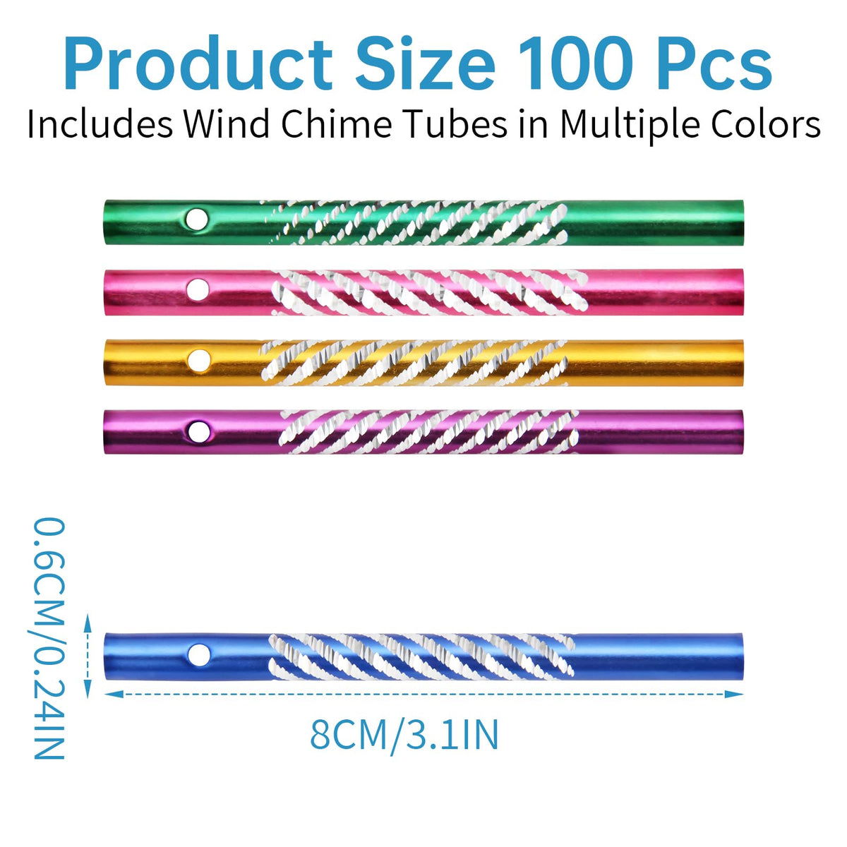 Generic aluminum wind chime parts for rust-resistant outdoor crafts.