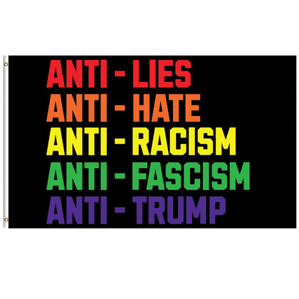 Generic anti-lies anti-hate flag front view for bold curbside display