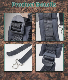 Generic harness attachment buckles shown for easy installation