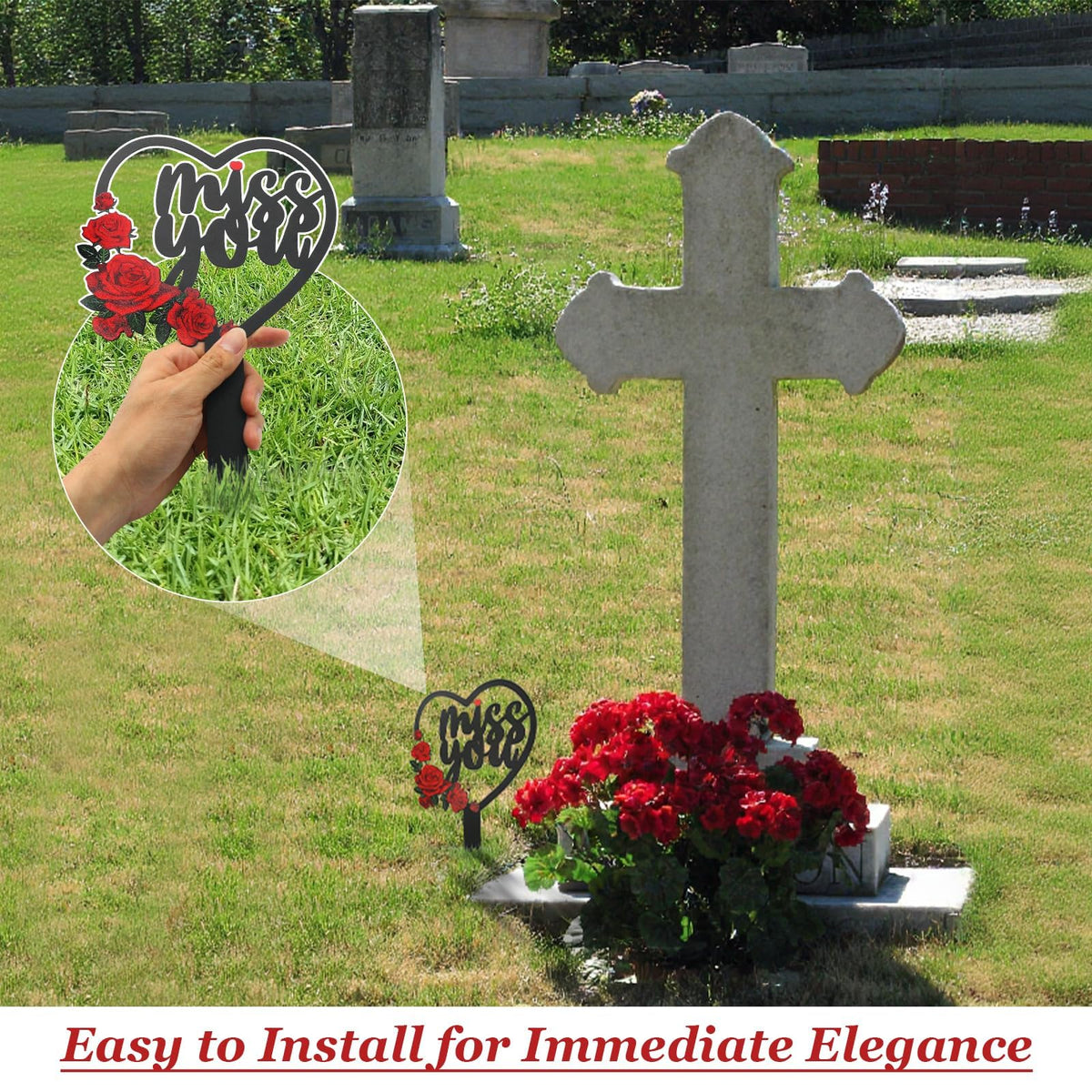 Generic mom and dad memorial site for garden or roadside display.