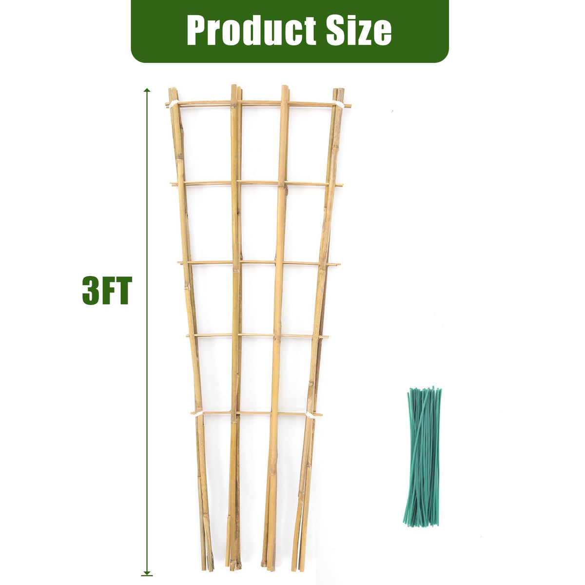 Generic Bamboo Trellis stands 3ft tall to guide vines upward in pots.