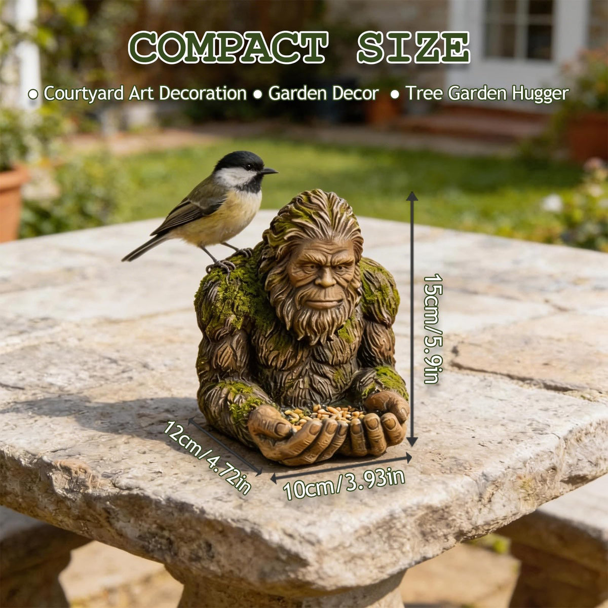 Generic Bigfoot Bird Feeder Sasquatch sculpture invites backyard birds