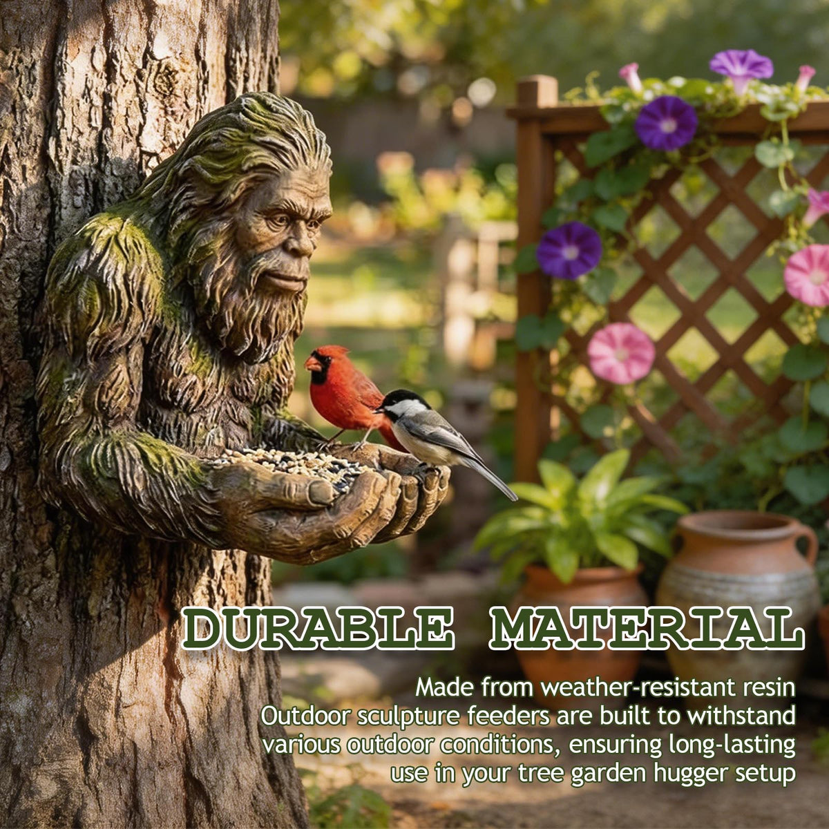 Generic Bigfoot Bird Feeder waterproof resin withstands outdoor weather