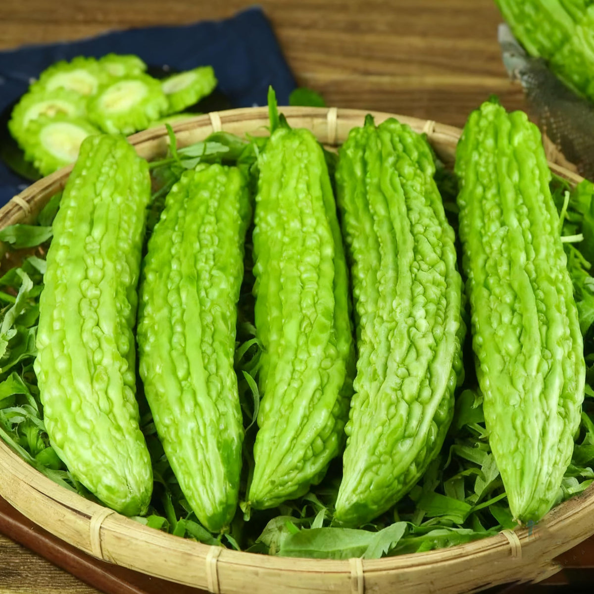 Generic Bitter Melon Seeds green-to-orange ripening fruits.