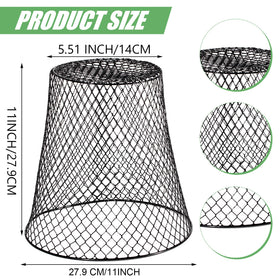 Generic black chicken-wire cover for seedlings allows sunlight and water.