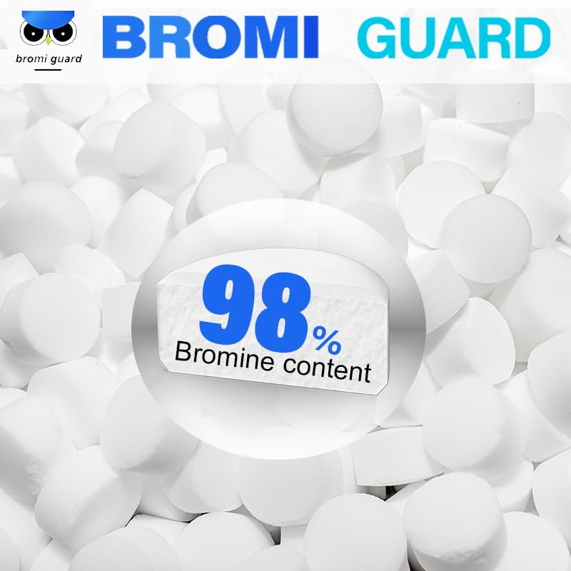 Generic Bromine Tabs close-up showing compact tablets for steady sanitization.
