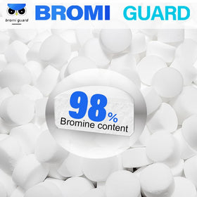 Generic Bromine Tabs close-up showing compact tablets for steady sanitization.