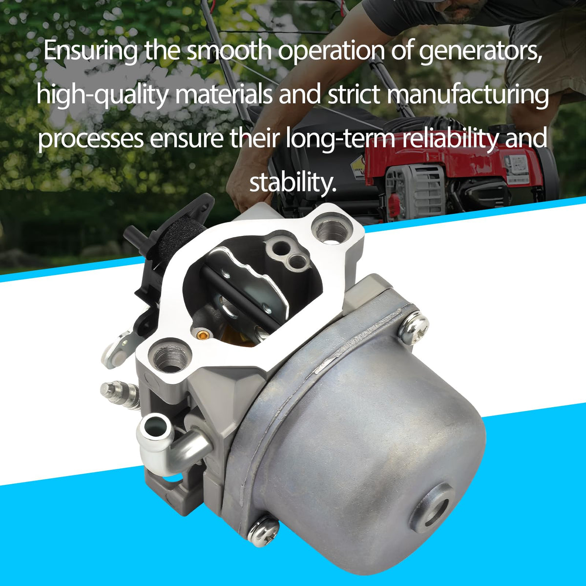 Generic carburetor kit mower start test shows reliable warm-up checks.