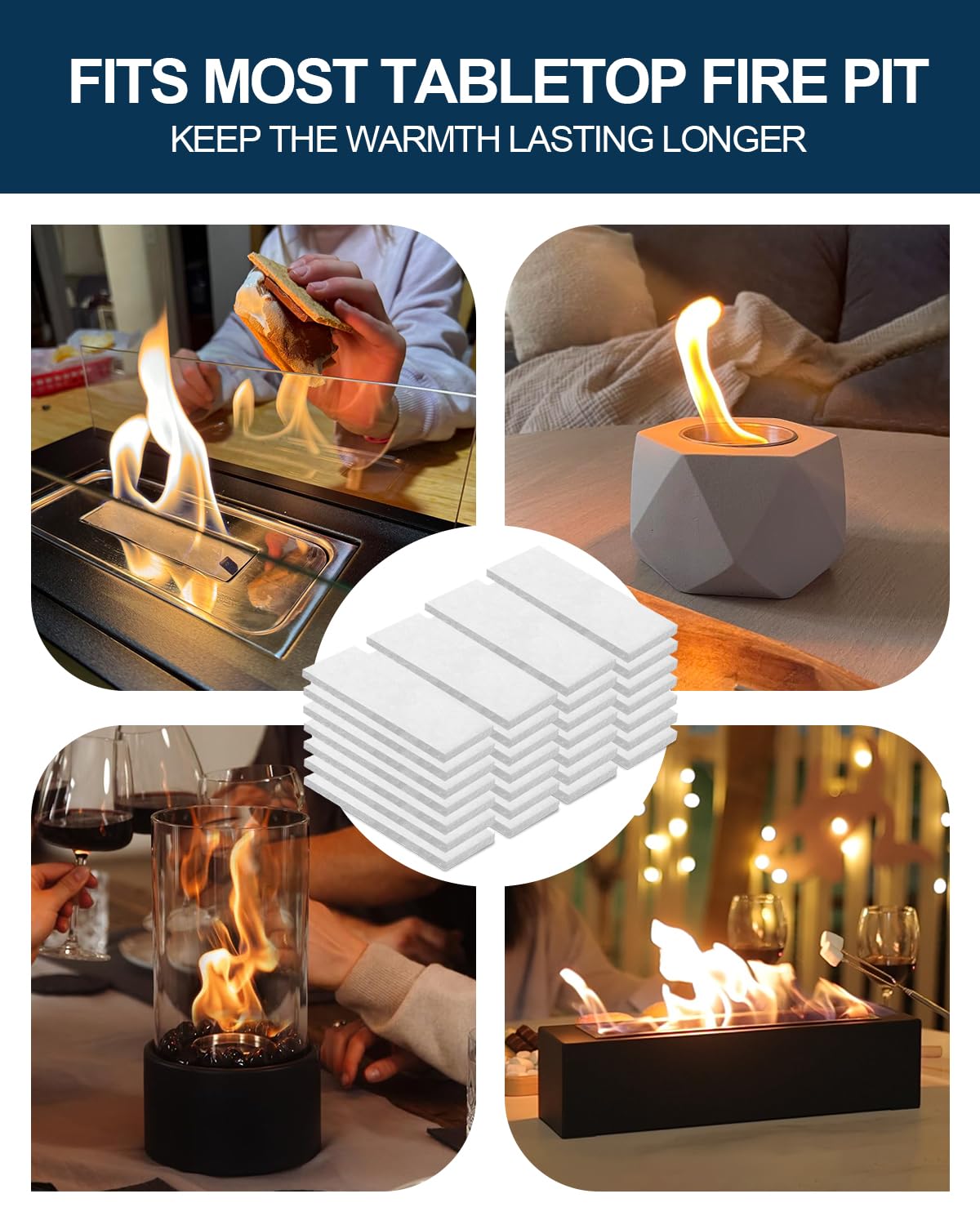 Generic ceramic wool wick for tabletop fire pits, non-combustible and odor-free