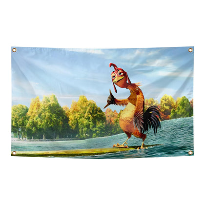 Generic Chicken Flag 3x5 feet in a dorm room decor setup