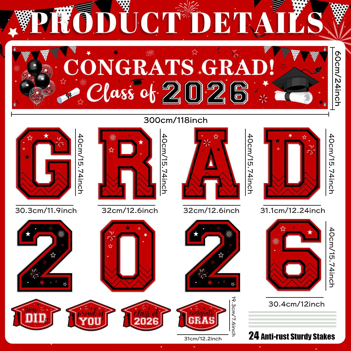 Generic Class of 2026 Congrats Grad banner on durable outdoor polyester