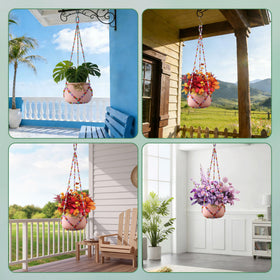 Generic colorful beaded planter adds a focal point in living rooms.