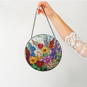 Generic Colorful Wildflowers Suncatcher uses fade-resistant pigments for lasting color.