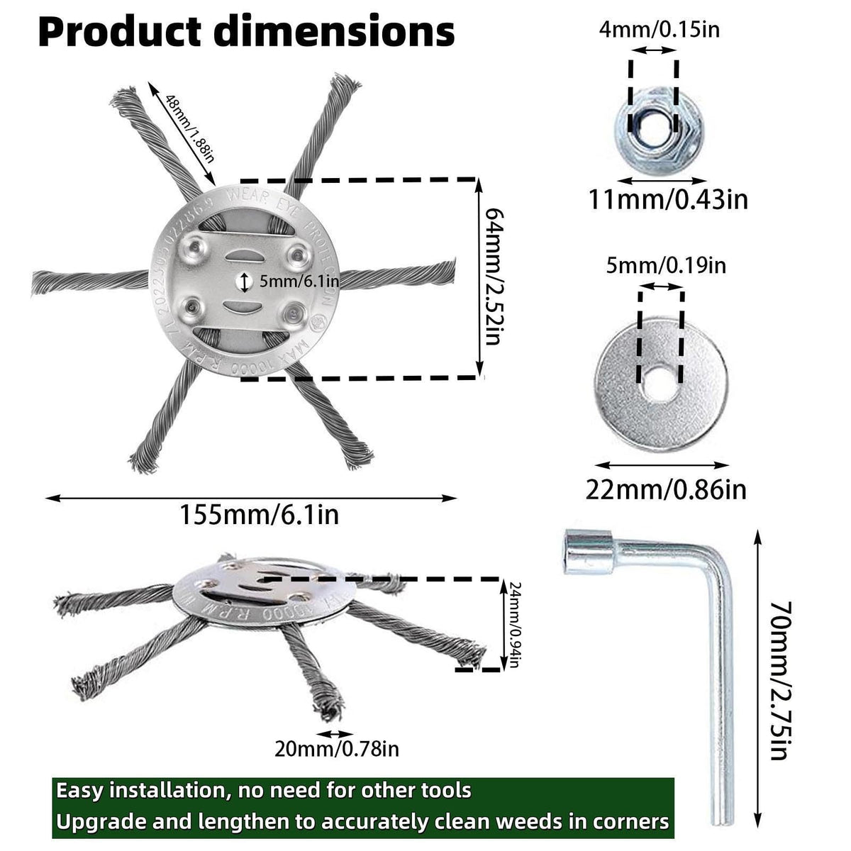 Generic compatibility with straight-shaft trimmers 5.5mm hole for upgrades