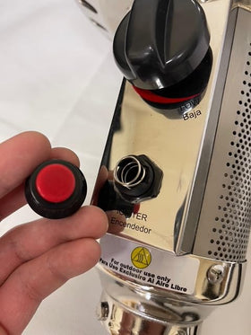 Generic control knob and valve for precise burner adjustments on tall heaters.