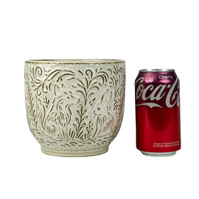 Generic forest scene planter featuring fox and rabbit relief for indoor display.