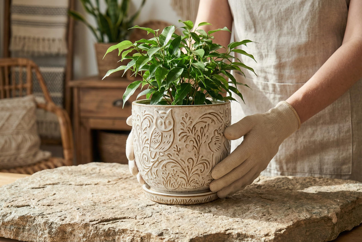 Generic two-piece planter set for indoor or outdoor display.