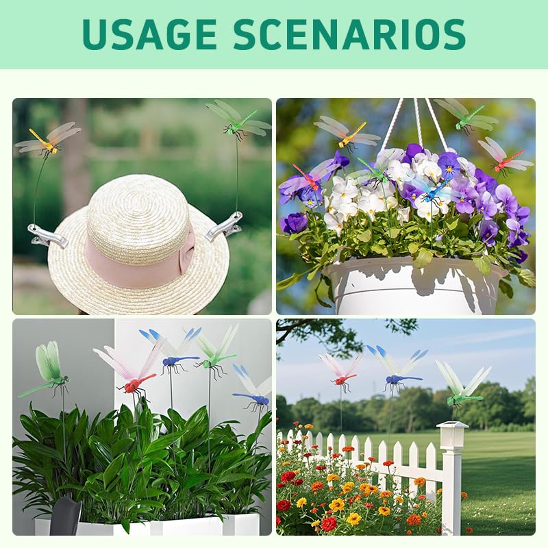 Generic dragonfly clip 3D garden decor brings lifelike charm.