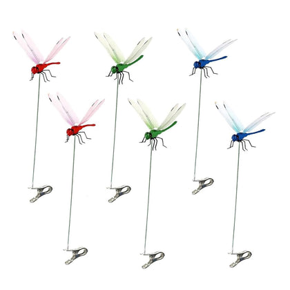 Generic dragonfly clip 6-pack adds vivid outdoor garden decor.