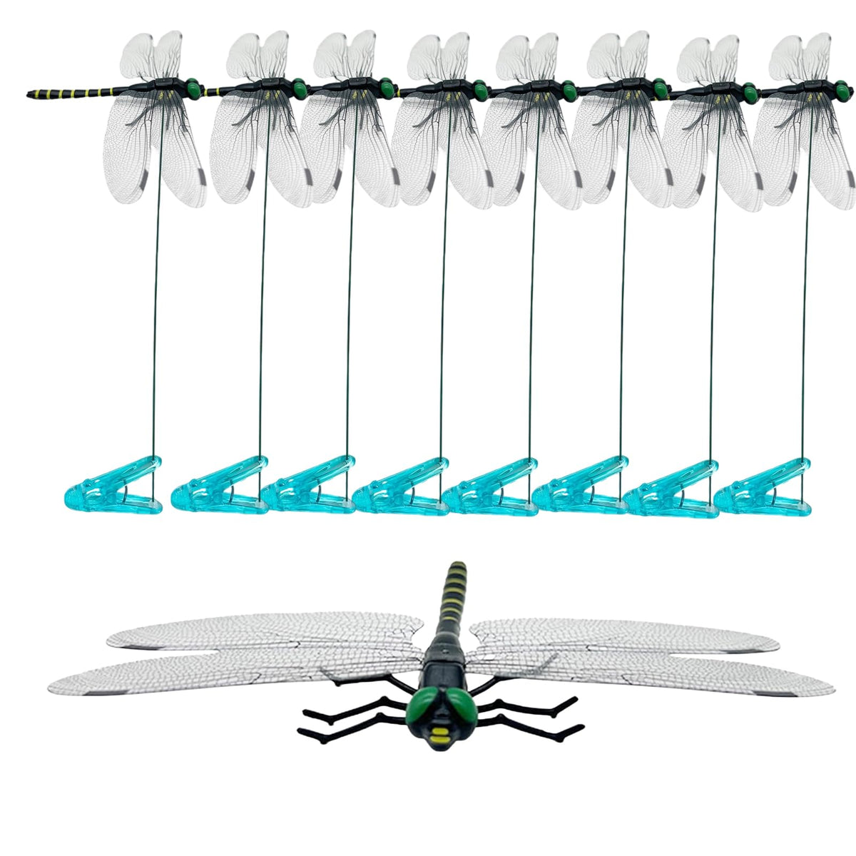 Generic dragonfly clip with dotted wings on hat for outdoor décor.