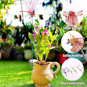 Generic dragonfly stake 9.8-inch height stands out among plants.