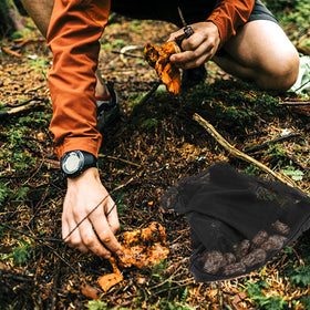 Generic Mushroom Hunting Bag uses a drawstring closure for quick access.
