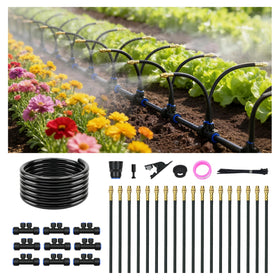 Generic drip irrigation system with 30ft hose for efficient garden watering