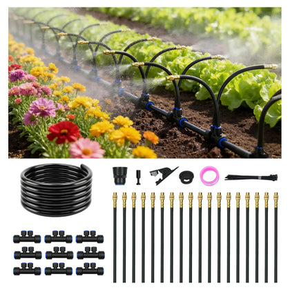 Generic drip irrigation system with 30ft hose for efficient garden watering