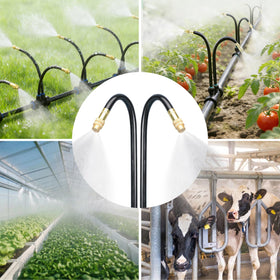 Generic greenhouse setup with targeted irrigation for pots and beds