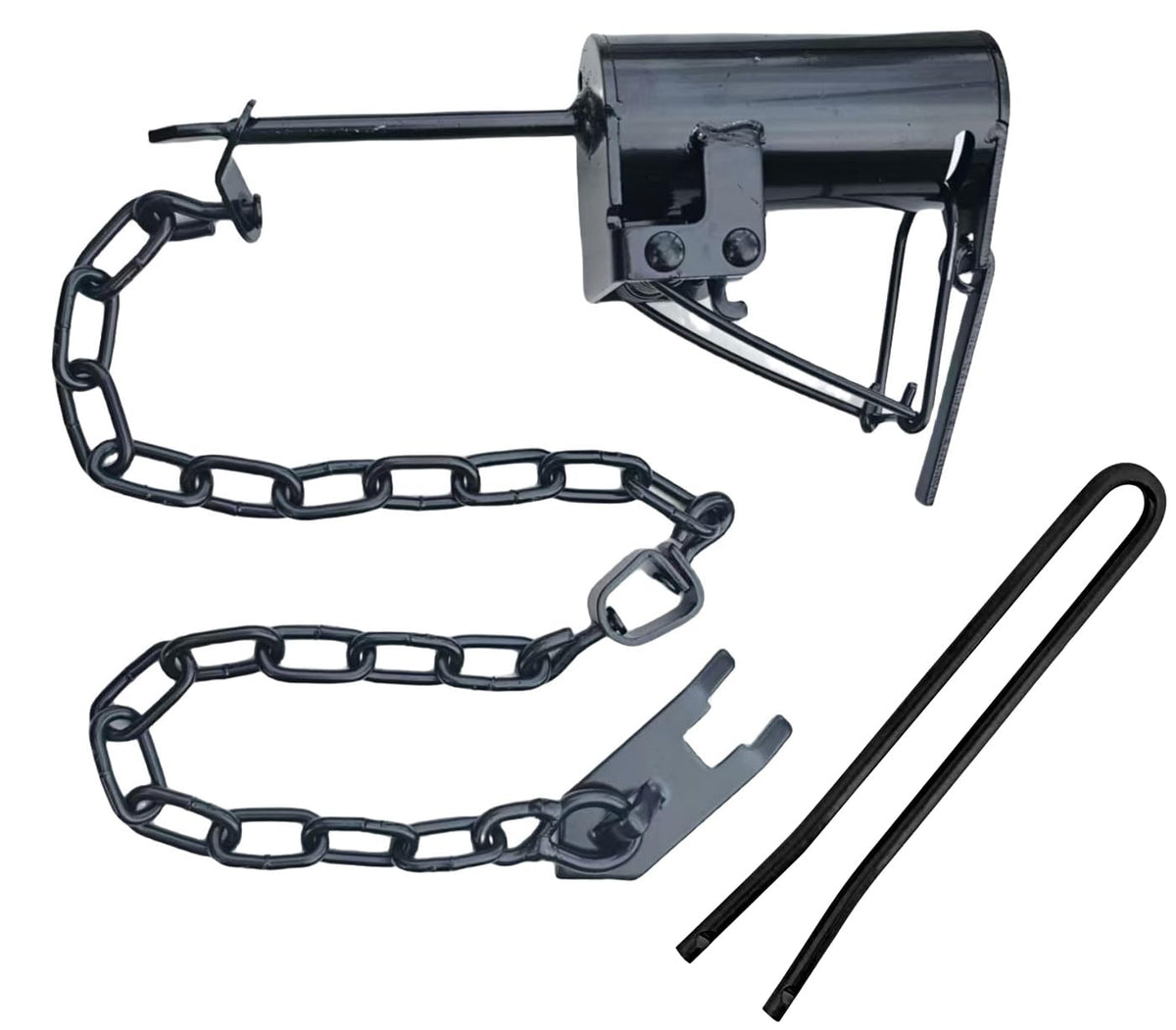 Generic Duke DP dog-proof kit with setter tool and 7-inch leverage handle in hand.