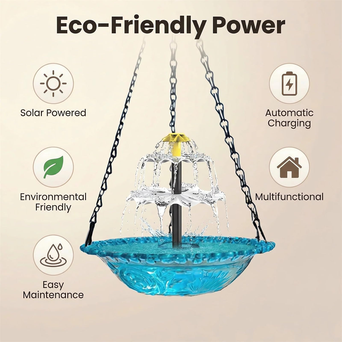Generic durable outdoor bird bath uses weather-resistant plastic for year-round garden decor