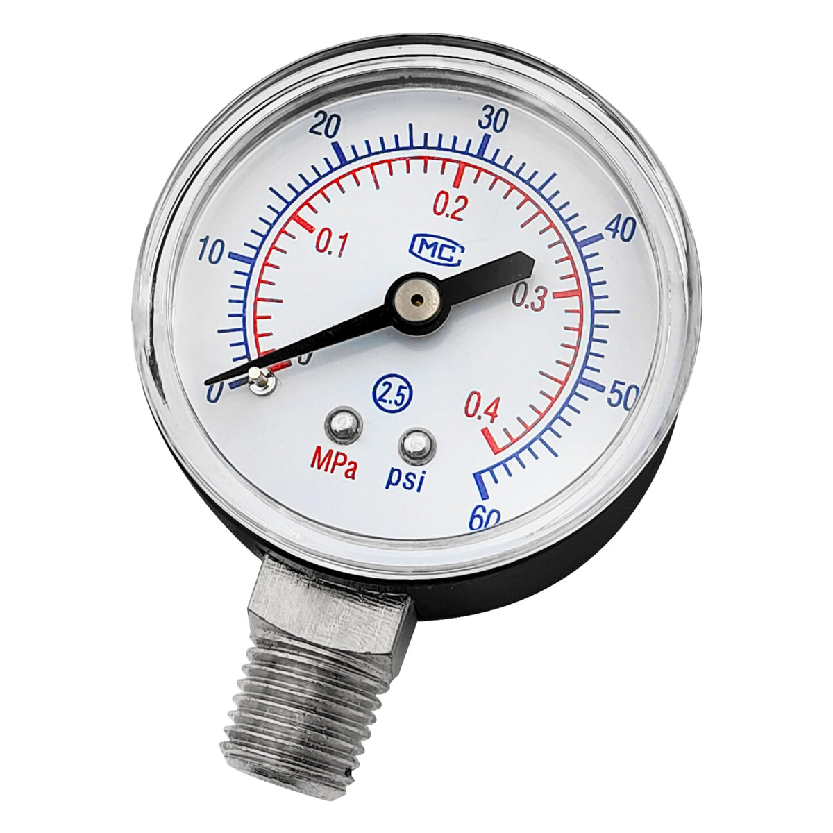 Generic ECX270861 pressure gauge with a 2-inch dial for pool filter readings