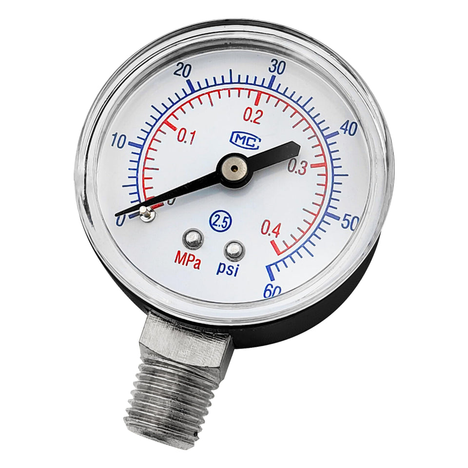 Generic ECX270861 pressure gauge with a 2-inch dial for pool filter readings