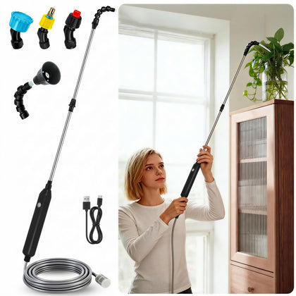 Generic electric high-reach waterer wand extended for ceiling-height plants