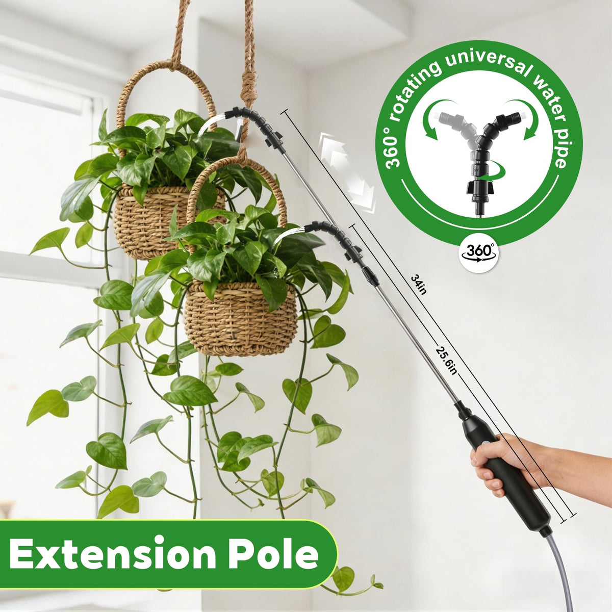 Generic electric high-reach waterer wand four nozzles for versatile watering