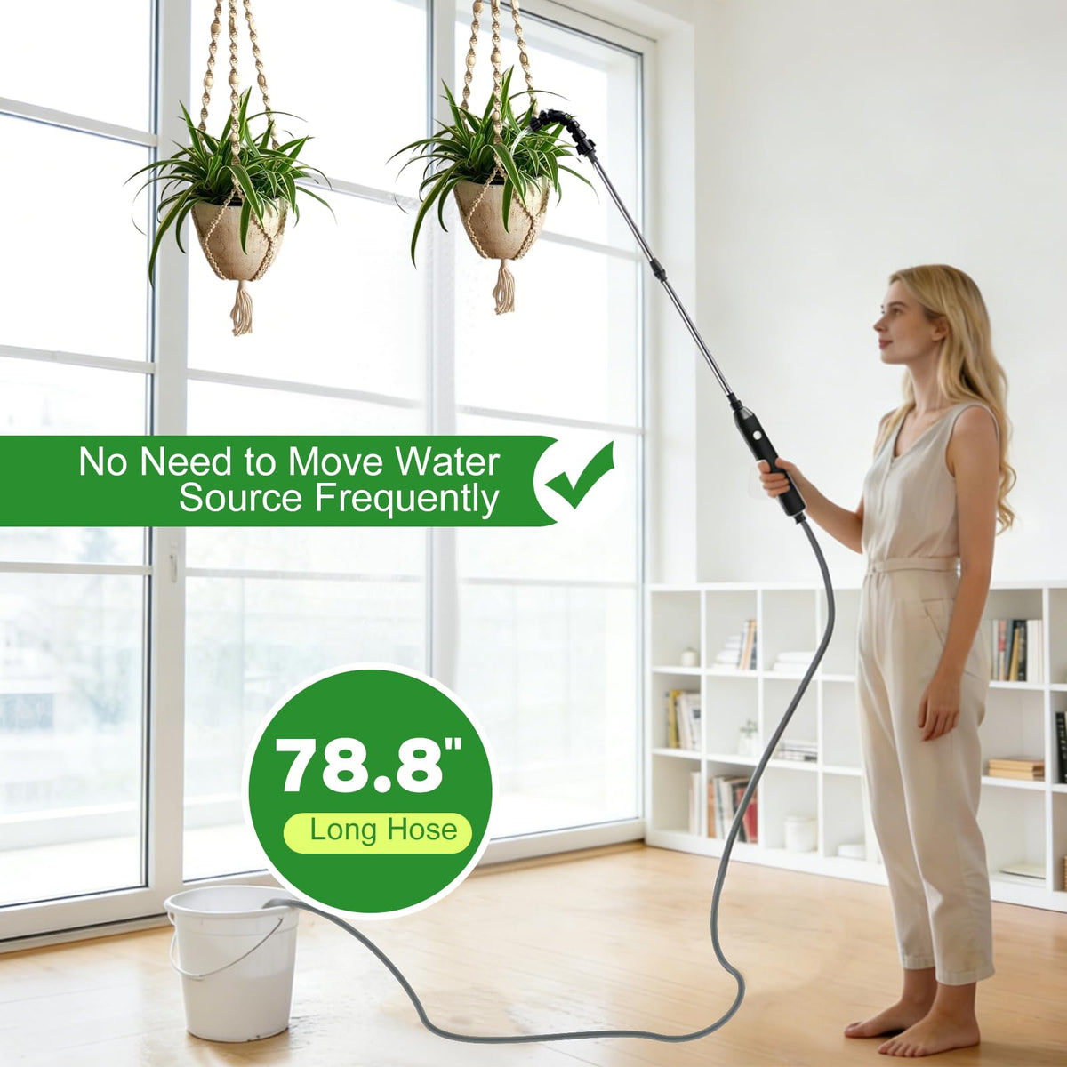 Generic electric high-reach waterer wand hose length supports indoor use