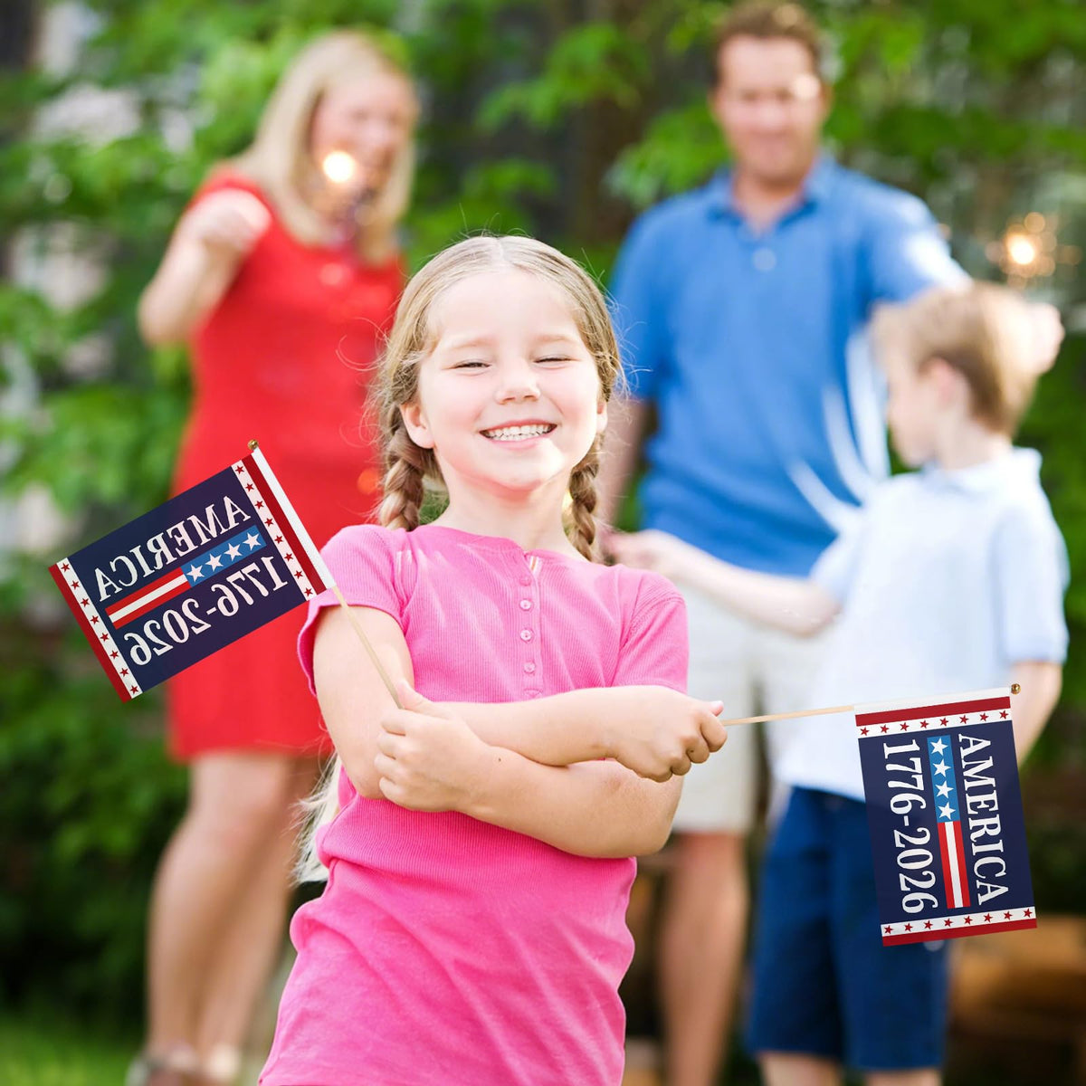 Generic 12-pack flags suitable for parties, yards, and group activities.