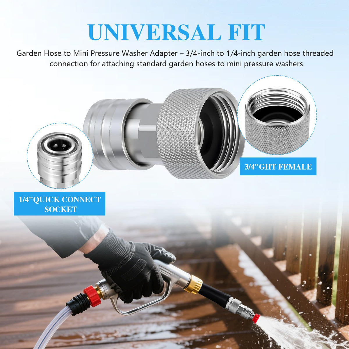 Generic five-nozzle set offers multiple spray patterns for different jobs.