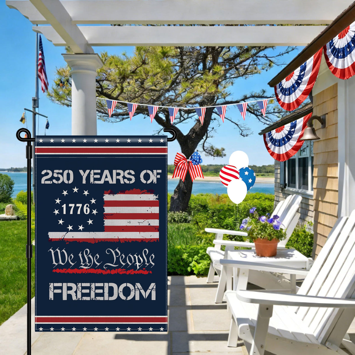 Generic 250th Anniversary flag makes a thoughtful patriotic gift.