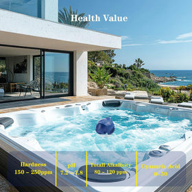 Flip-and-replace design cartridge enables quick installation for hot tub owners