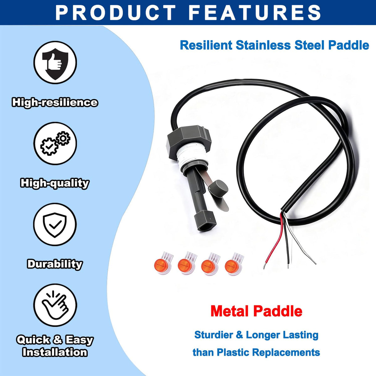 Generic flow switch stainless steel paddle for accurate flow detection