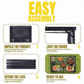 Generic Folding Grill Table built-in handle for easy transport.