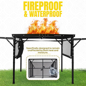 Generic Folding Grill Table compact when stored, fits in cars.