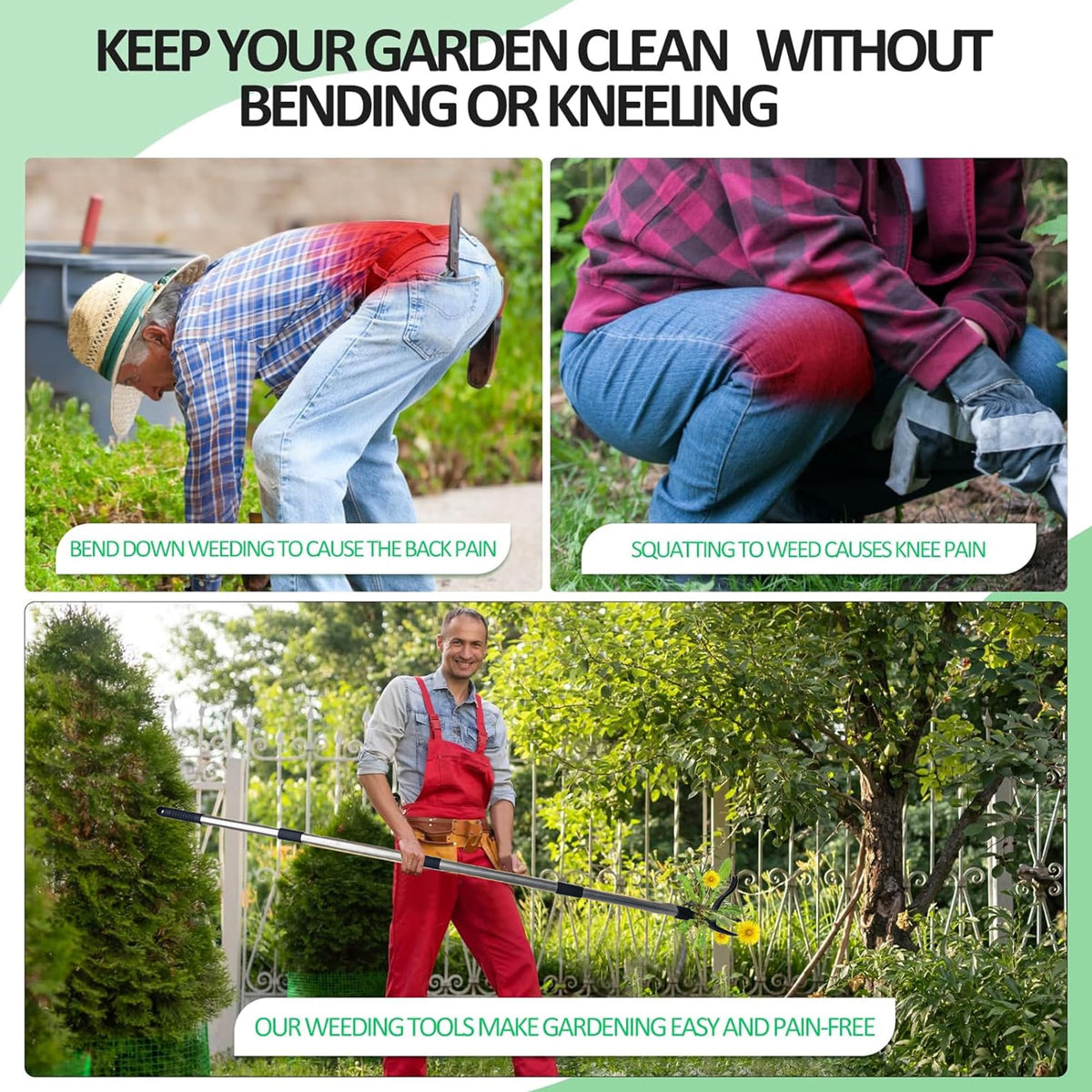 Generic four-pronged steel head uproots entire weed roots effectively