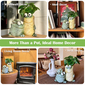 Generic frog planter design helps moisture balance for healthier roots.