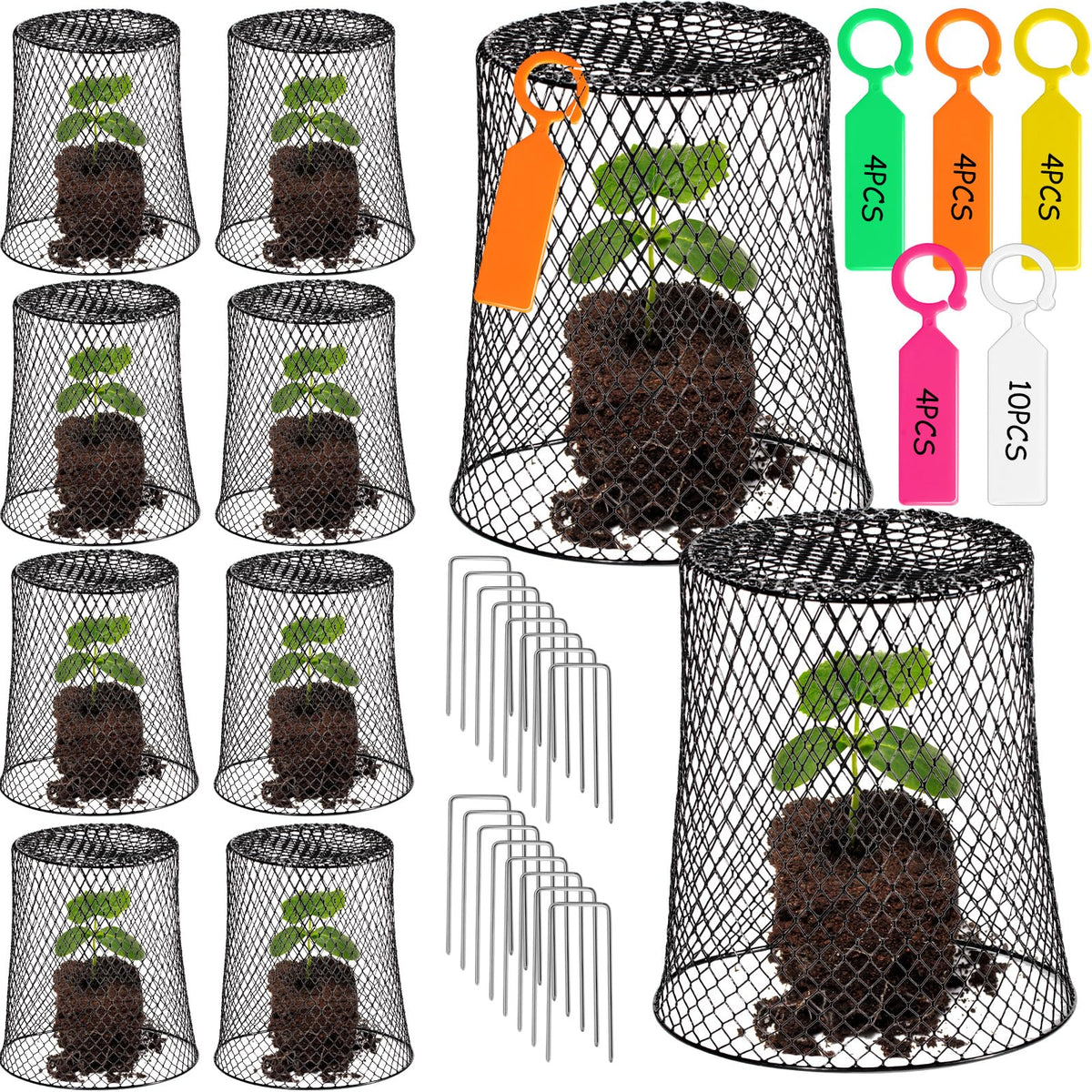 Generic garden chicken-wire cloche 11x11 cover protects seedlings with breathable metal mesh.