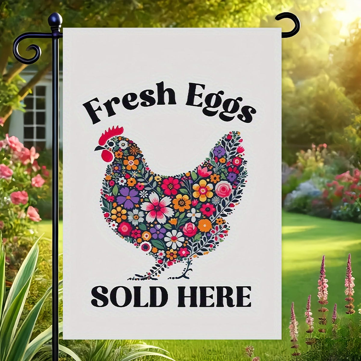 Generic Garden Flag is made of weather-resistant polyester for outdoor use.